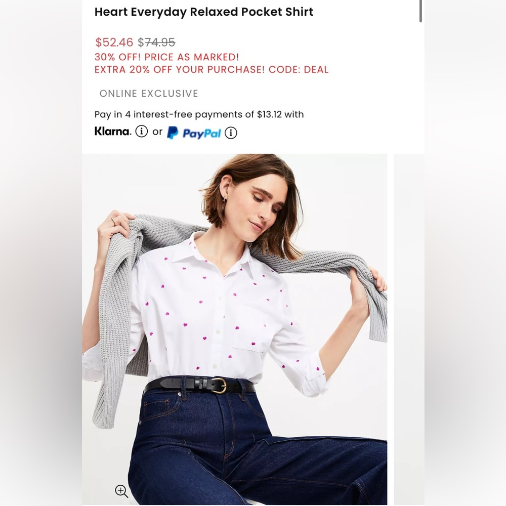 Relaxed button down with heart print